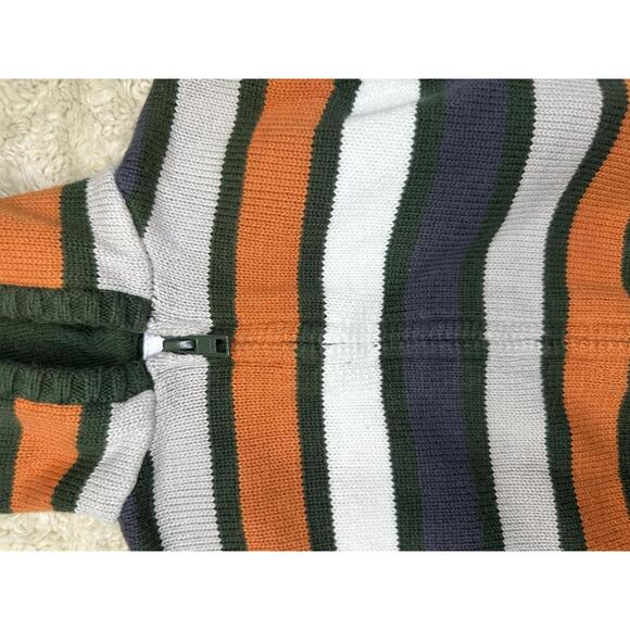 Gymboree Baby forest green/orange striped knit zip-up hoodie sweater Size 0-3 M - Picture 4 of 5